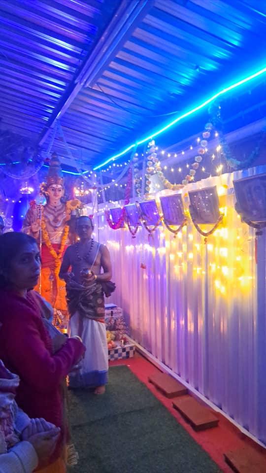 Kavadi procession inside the temple